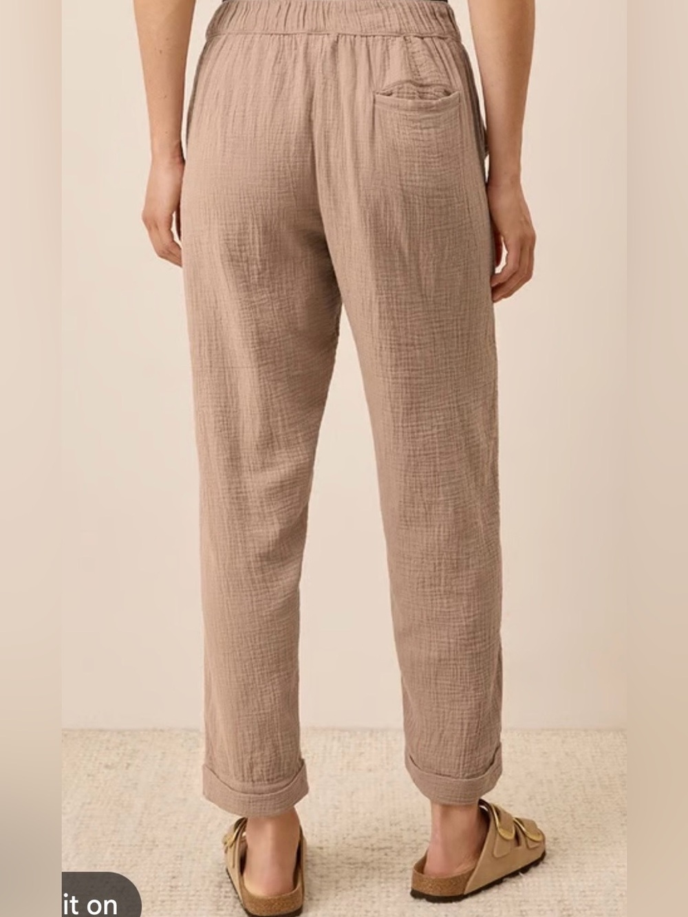 NWOT Pact Organic Coastal Double Gauze Rolled Cuff hem Color: Tan Women’s Small